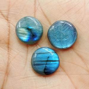 Perles de pierres précieuses en labradorite naturelle, cabochons ronds à dos plat, polies, pour la fabrication de bijoux, vente en gros - Product Image 6