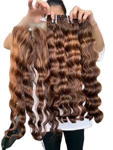 Paquetes de cabello brasileño ondulado del océano Enredos y desprendimiento libres Extensiones de cabello humano vietnamita barato de 30 pulgadas de longitud - Product Image 3