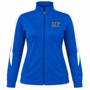 Chaqueta Deportiva Azul Rey y Blanca para Mujer, con Cierre Completo, Manga Larga, Cuello Alto, Diseño con Letras Bordadas, Ropa Deportiva Informal - Product Image 3