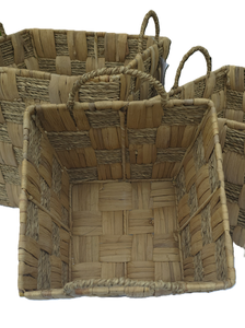 Paniers de rangement en jacinthe d'eau et en jonc de mer avec sangles - Product Image 6