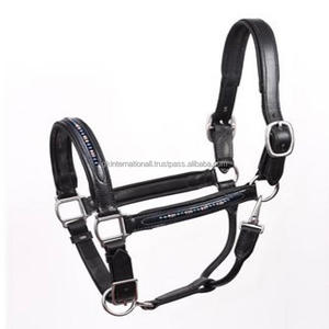 CUIR DE HAUTE QUALITÉ CANAL VIDE LUXE BLING & PEARL HORSE HALTER AVEC COURONNE ANATOMIQUE et QUINCAILLERIE EN NICKEL - Product Image 1