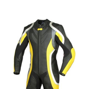 Traje de Motocicleta Profesional de Cuero Amarillo y Negro de 1 Pieza, Traje de Carreras de Alto Rendimiento con Protección Dorsal - Product Image 4