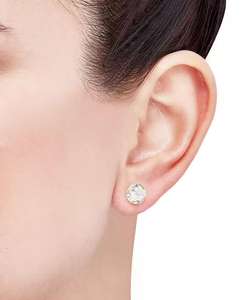 Orecchini rotondi con zirconi in oro 14k o oro bianco 14k | Machy's - Product Image 4