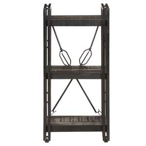 Librería mediana de madera maciza de mango negra y acero con recubrimiento en polvo - Product Image 2