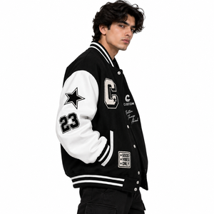 Veste universitaire personnalisée sur mesure, manches en cuir, style baseball, grande taille, pour hommes et femmes, tendance - Product Image 6