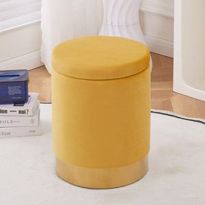 Pouf contenitore moderno da 23Qt con base in metallo, poggiapiedi in velluto, sgabello multifunzionale per toeletta, sedia con seduta ottimale - Product Image 1