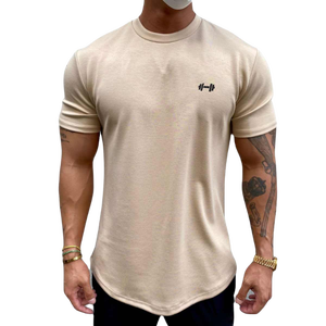 เสื้อยืดแขนสั้นสีดำสำหรับผู้ชาย ทรงเข้ารูป แห้งเร็ว สปอร์ต คอกลม ผ้าเจอร์ซีย์ถัก พิมพ์ลายโลโก้ด้านหน้า - Product Image 6