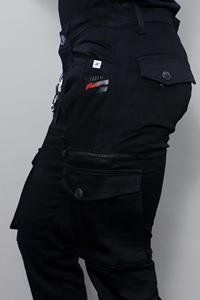 Jeans cargo noirs de qualité supérieure Gex pour hommes, taille mi-haute et extensibles - Product Image 5