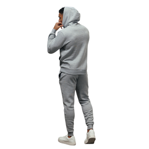 Ensemble de survêtement décontracté pour homme en molleton gris clair imprimé, avec capuche, pour la gym et le sport, tenue de jogging, mode hiver, vêtements de sport actifs - Product Image 2