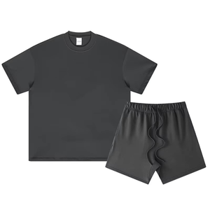 Ensemble décontracté d'été pour homme, deux pièces, t-shirt et short, séchage rapide, tissu tricoté en spandex/polyester/coton - Product Image 3