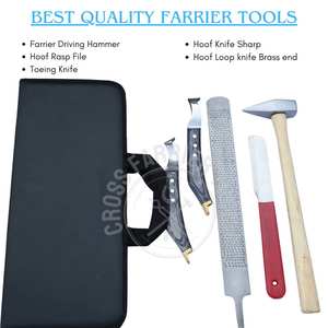 Manufacturer Farrier Tools Kit with Straight Toeing <b>Knife</b> Nail Driving Hammer Hoof Sharpe <b>Knife</b> Dual Side Rasp File in Case - Product Image 2