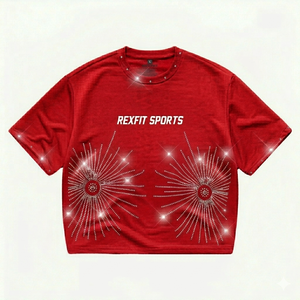 เสื้อยืดดีไซน์เนอร์ทรงบ็อกซี่ OEM/ODM ปักโลโก้ด้วยคริสตัล เสื้อผ้าสตรีทแวร์ พิมพ์ลาย เสื้อยืดคอตตอนทรงหลวมไหล่ตก คุณภาพสูง - Product Image 2