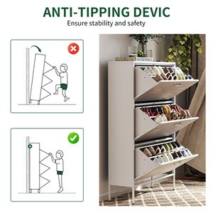 Scarpiera autoportante con struttura in metallo e 3 cassetti ribaltabili, organizer per ingresso, corridoio, foyer o altro. - Product Image 6