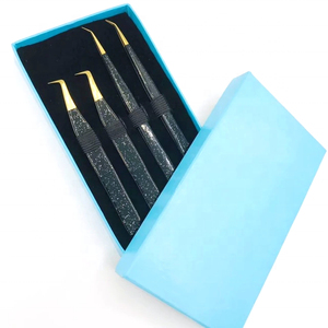 Pince à épiler professionnelle en acier inoxydable personnalisée avec pointe en fibre noire diamantée pour extensions de cils - Product Image 6