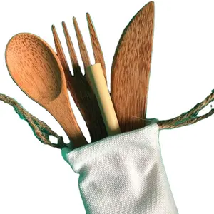 אפס פסולת SPORK קוקוס SPORK לשימוש חוזר כהה כפית מפעל מחיר הובנה כף סט עץ סכו"ם תוצרת וייטנאם עץ SPORK