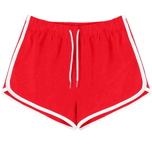 Shorts Deportivos Rojos de Punto para Mujer, Cintura Alta, con Cordón Ajustable, Transpirables, Color Sólido, Corte Regular, Hechos a Medida, ODM, Novedad 2026 - Product Image 1