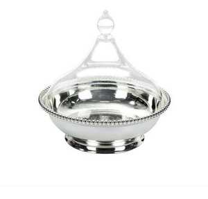 Gold Polished Metal Serving <b>Bowl</b> <b>with</b> Domed Glass <b>Lid</b> - Product Image 6