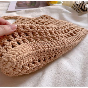 Fourre-tout en crochet solide fait à la main sac à bandoulière doublure en coton durable style décontracté pour les filles de fournisseur indien - Product Image 4