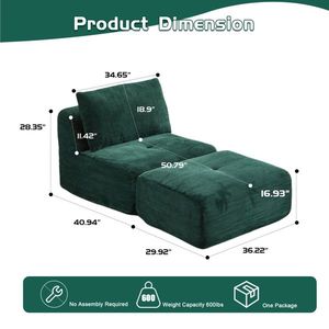 Divano Modulare Moderno con Chaise Longue Singola, in Memory Foam Compresso, Rivestimento in Velluto a Coste, Adatto agli Animali Domestici, per Soggiorno - Product Image 2