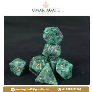 Ensemble de dés en pierre précieuse Ruby Zoisite, 7 pièces, naturel, pour jeu de rôle D&D, cadeau, vente en gros - Product Image 3