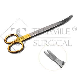 Ciseaux chirurgicaux Mayo revêtus d'or inoxydable allemand de haute qualité légèrement incurvés utilisés pour la chirurgie plastique et vétérinaire - Product Image 1