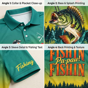 Camiseta Polo Verde de Secado Rápido para Hombre, Personalizada para Pesca, con Estampado de Peces, UPF 50, para Uso en Pesca al Aire Libre - Product Image 6