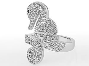 Thai Jewelry Wholesale Factory Seahorse Shape Paved CZ Brass <b>Ring</b> for Women Ocean Animal <b>Statement</b> Jewelry - Product Image 3