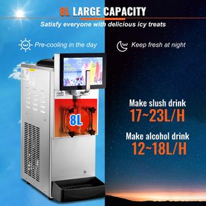 Macchina Commerciale per Granita in Acciaio Inossidabile da 1050W, 8L/2.1 Galloni, Vasca Singola, 220V, con Modalità di Congelamento Rapido per Margarita e Smoothie Congelati - Product Image 3