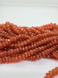 Cuentas facetadas de cornalina natural en forma de rondel, hilo de 16 pulgadas, naranja, para fabricación de joyas, venta al por mayor - Product Image 3