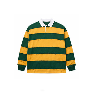 Oversized Horizontal Stripe Long Sleeve <b>Pullover</b> <b>Men</b> Heavyweight 120 GSM Cotton Breathable Streetwear Custom Apparel Supplier - Product Image 2