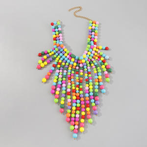 Collier de perles irrégulières en résine faites à la main, multicolores, bijoux de mode, artisanat moulé, pour femmes et filles - Meilleures ventes - Product Image 3