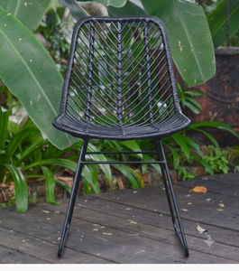 Silla de Comedor Moderna de Mimbre Sintético Negro, Resistente al Agua, de Ratán PE, para Exteriores, Restaurante, Jardín, Cafetería, Bistro, Venta al Por Mayor - Product Image 3