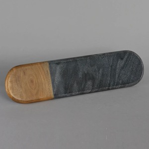 Grande planche à découper en marbre noir et bois d'acacia, plateau de service pour charcuterie, saucisses et snacks, idéal pour les fêtes de déménagement - Product Image 4