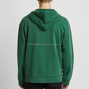 Sweat à capuche 100% coton avec logo personnalisé pour homme Sweat à capuche vierge avec fermeture éclair et épaules tombantes Pull oversize Sweat à capuche homme lourd - Product Image 3