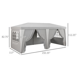 Grande Tenda Pop-up Grigia 20x10 per Esterni, Montaggio Istantaneo con Altezza Regolabile e Pareti Laterali in Rete per Feste e Raduni all'Aperto - Product Image 3
