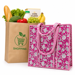 Bolso de Mano de Moda para Mujer, con Estampado Floral, de Tela de Algodón, con Cierre de Cremallera, Asas a Rayas Vintage, Ligero, para Viajes y Compras - Product Image 3