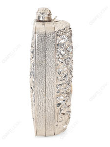 Bolso de Mano de Nácar Orgánico con Marco de Metal Plateado Texturizado, Minaudière de Lujo para la Noche, para Compradores Mayoristas OEM - Product Image 4