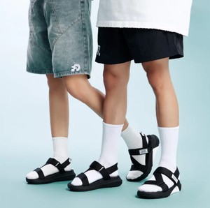 Sandalias de Estilo Casual con Diseño de Punta Abierta, Suela Negra, Detalles Blancos, Tiras Negras, para Todas las Temporadas, Material de Entresuela EVA - Product Image 5