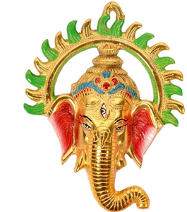 Escultura de Pared de Ganesha de Metal de Estilo Tradicional de Buena Calidad para Decoraciones de Diwali en Suministro al por Mayor - Product Image 2