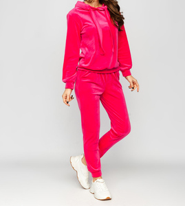 100% Cotton Women's Streetwear Tracksuit High Quality Winter Lace <b>Rhinestone</b> Embroidered Half Zip Crop <b>Top</b> Hoodie Baggy Trousers - Product Image 3