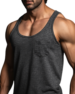 Débardeur de musculation décontracté en tricot pour homme, style vintage délavé à l'acide - Product Image 2