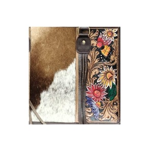 Sac fourre-tout messager en cuir de vachette fait main, orné de fleurs et de franges, style western, pour femme - Product Image 2