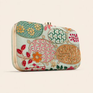 HINDVANTA GLOBAL Elegante Bolso de Mano con Cierre a Presión, Bordado con Lentejuelas Florales, 7 Pulgadas, Ligero, Forro de Poliéster y Algodón, para Mujer - Product Image 1