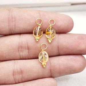 Pendentif en citrine, petit morceau de pierre précieuse, charme fait main, collier plaqué or à trois pierres, bijou cadeau pour femme - Product Image 2