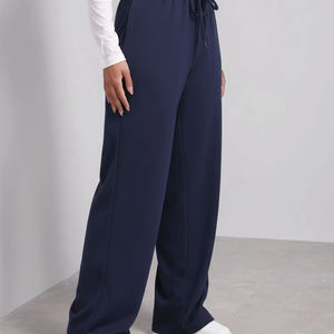 Pantalon de jogging pour femme, taille mi-haute, avec cordon de serrage, poches latérales, taille élastique, 100% polyester polaire, respirant, couleur unie, effet ventre plat, anti-transpiration - Product Image 1