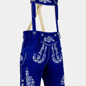 Lederhosen bleu premium pour hommes, style bavarois, tailles européennes 46 à 60 - Product Image 1