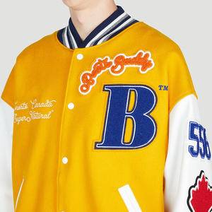 Vestes universitaires unisexes pour homme, manches en cuir, logo personnalisé, veste de baseball en chenille pour homme - Product Image 6