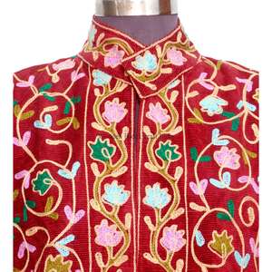 Chaqueta corta de invierno bordada a mano, muy de moda, con forro de tela a rayas y cuello redondo para mujer, talla única. - Product Image 3