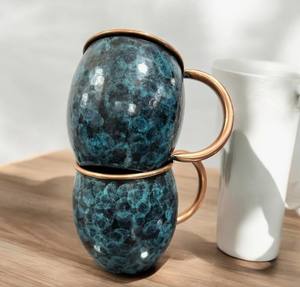 Mug Emma Copper Moscow Mule, finition patine, antidérapant, vaisselle vintage pour boissons - Product Image 3