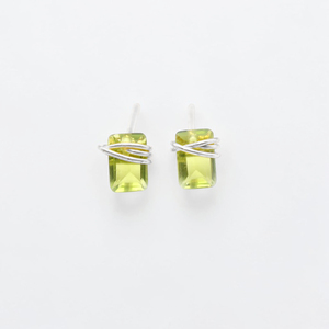 Elevated Minimalist Quartz Peridot <b>Stud</b> Earrings Brass Gemstone Silver Finish Ear <b>Studs</b> Wholesale 2026 Handmade Wearable Art - Product Image 3